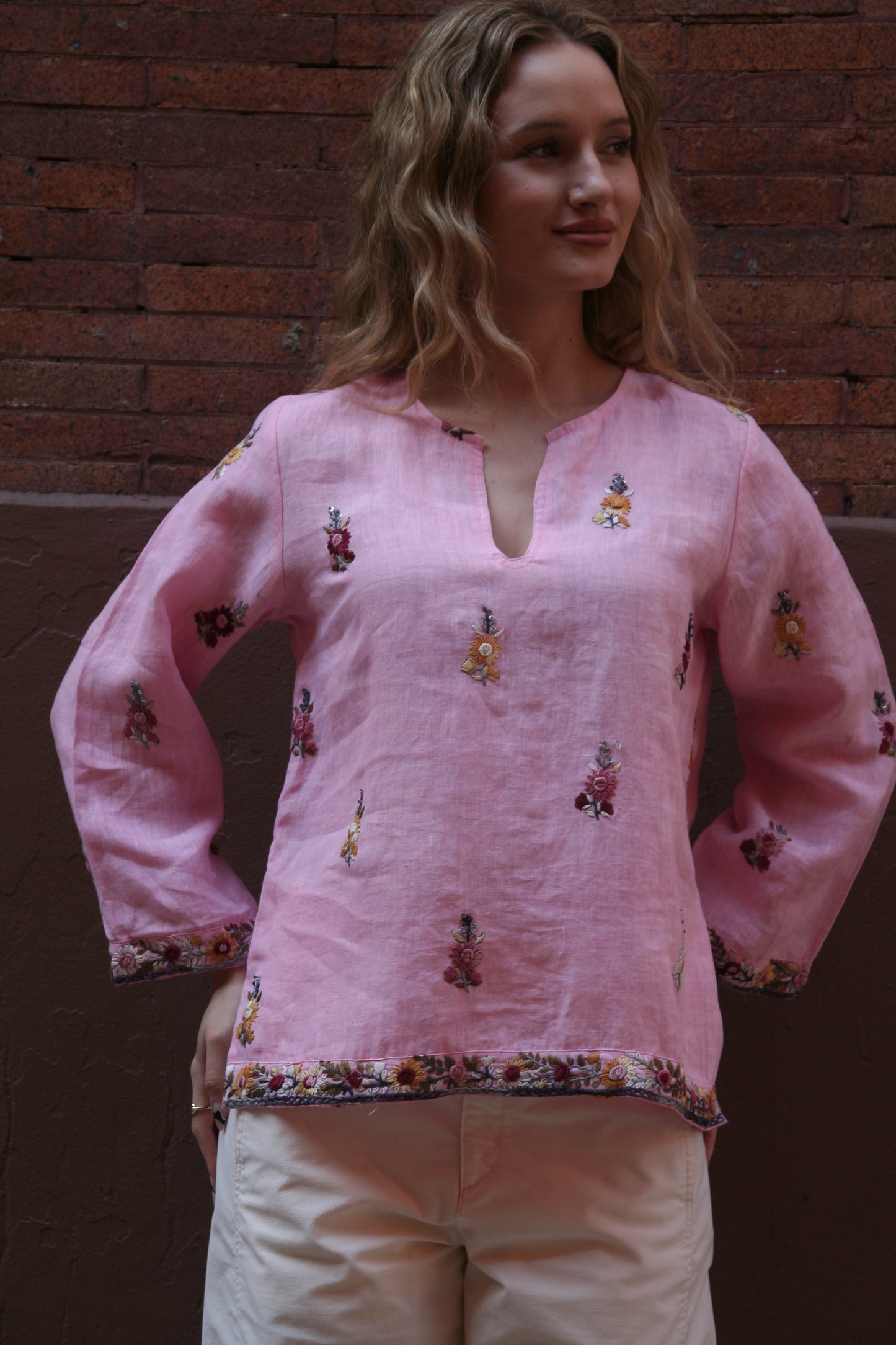 Sienna Linen Top Pink - Joshi