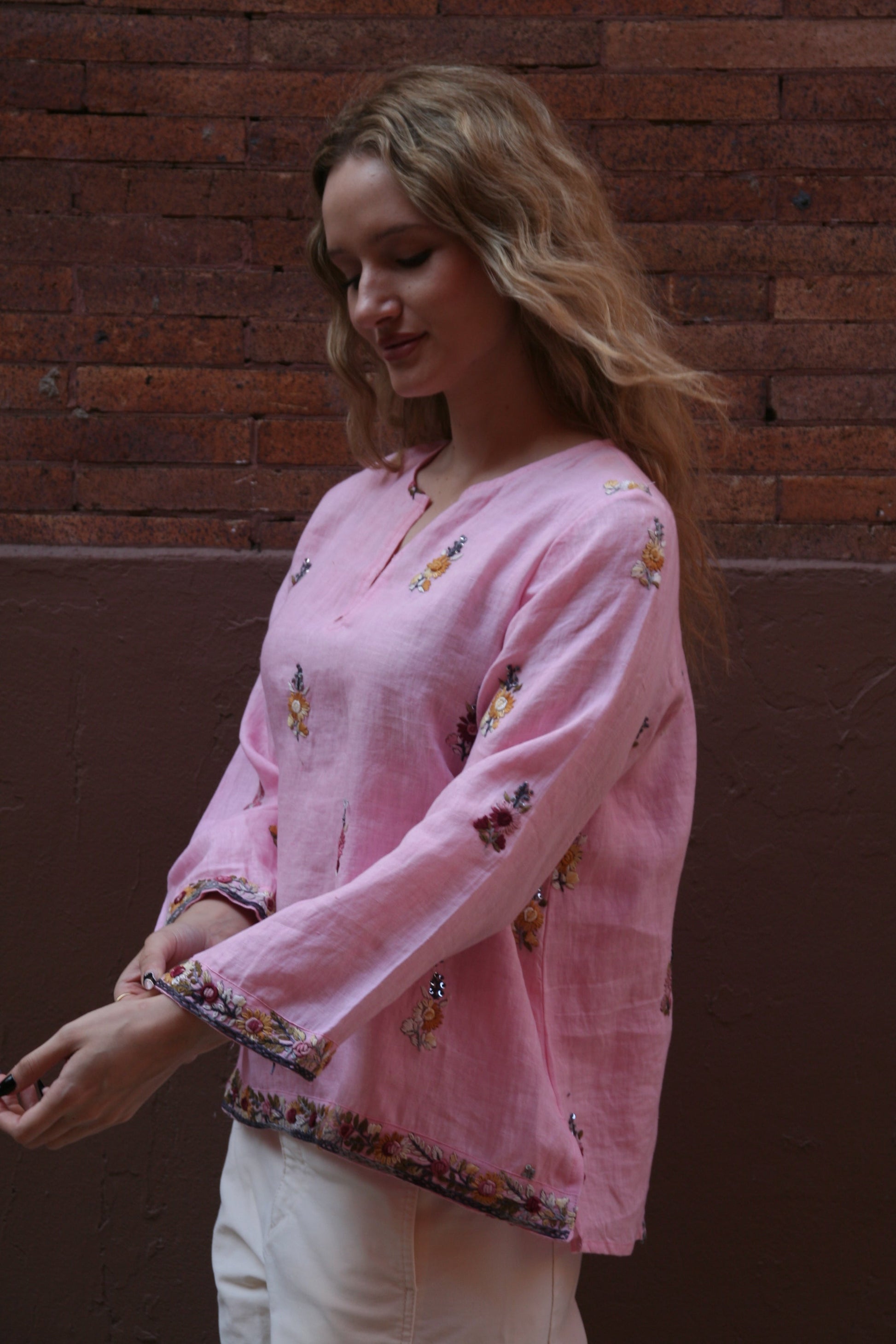 Sienna Linen Top Pink - Joshi