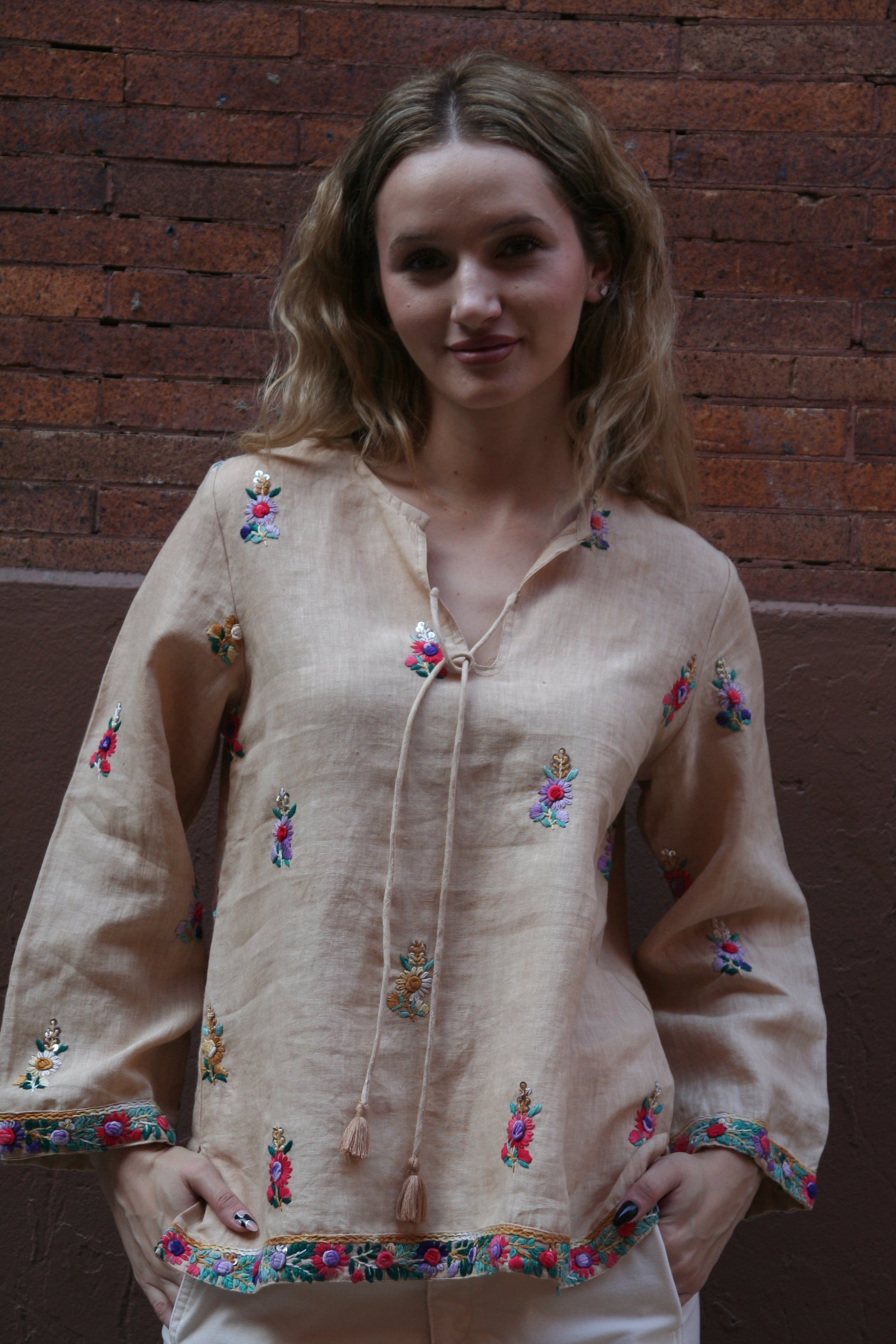 Sienna Linen Top Sand - Joshi