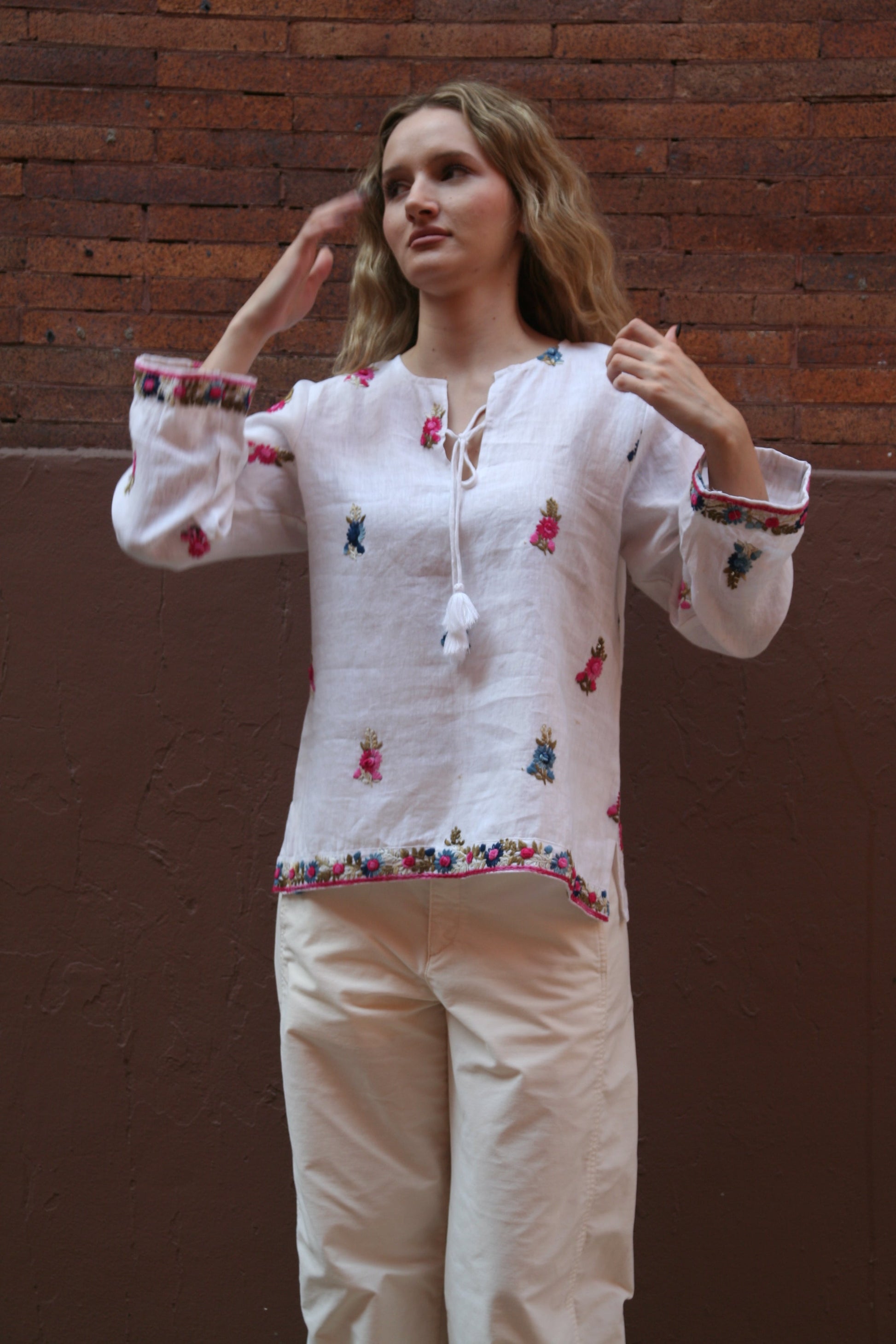 Sienna Linen Top White - Joshi