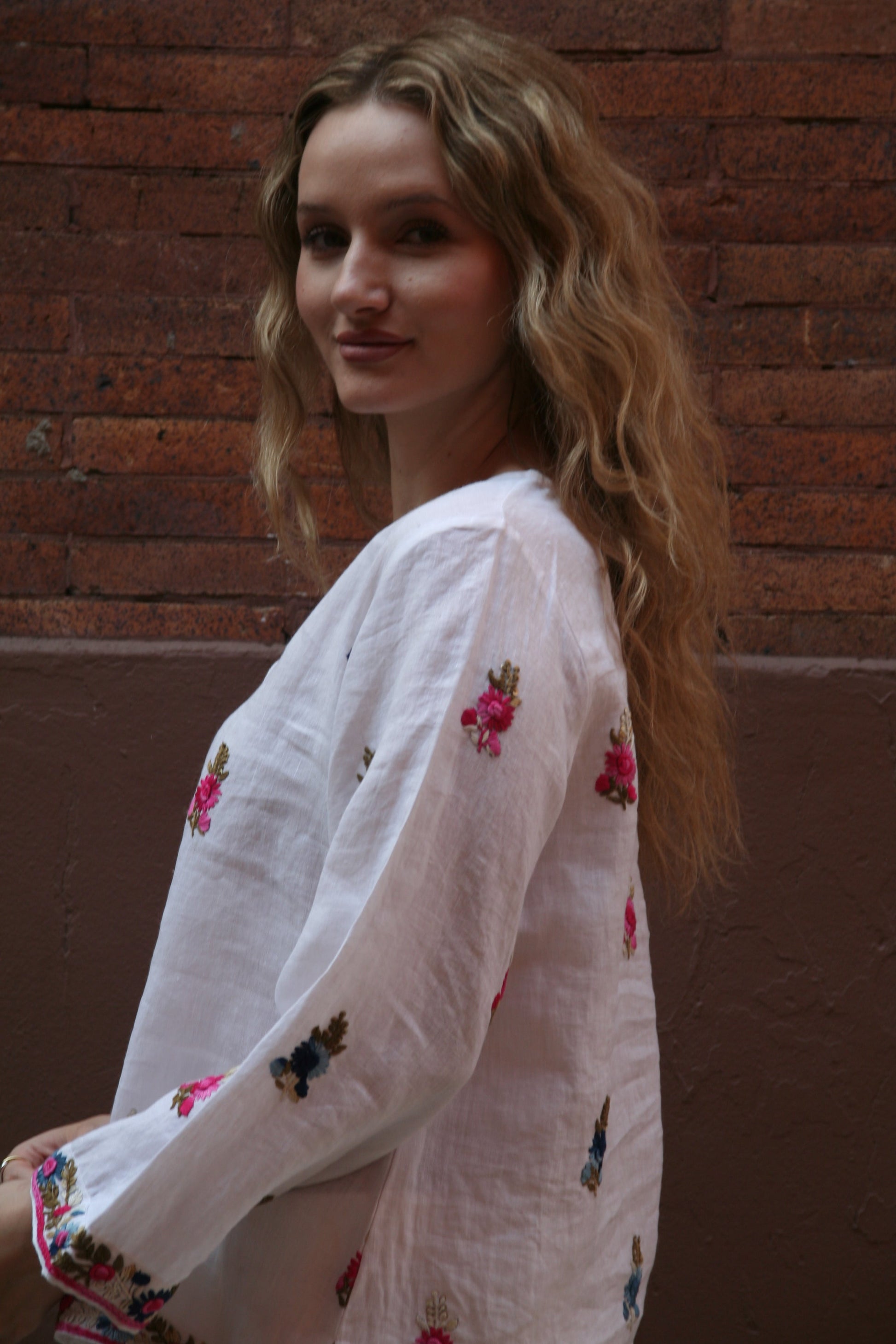 Sienna Linen Top White - Joshi