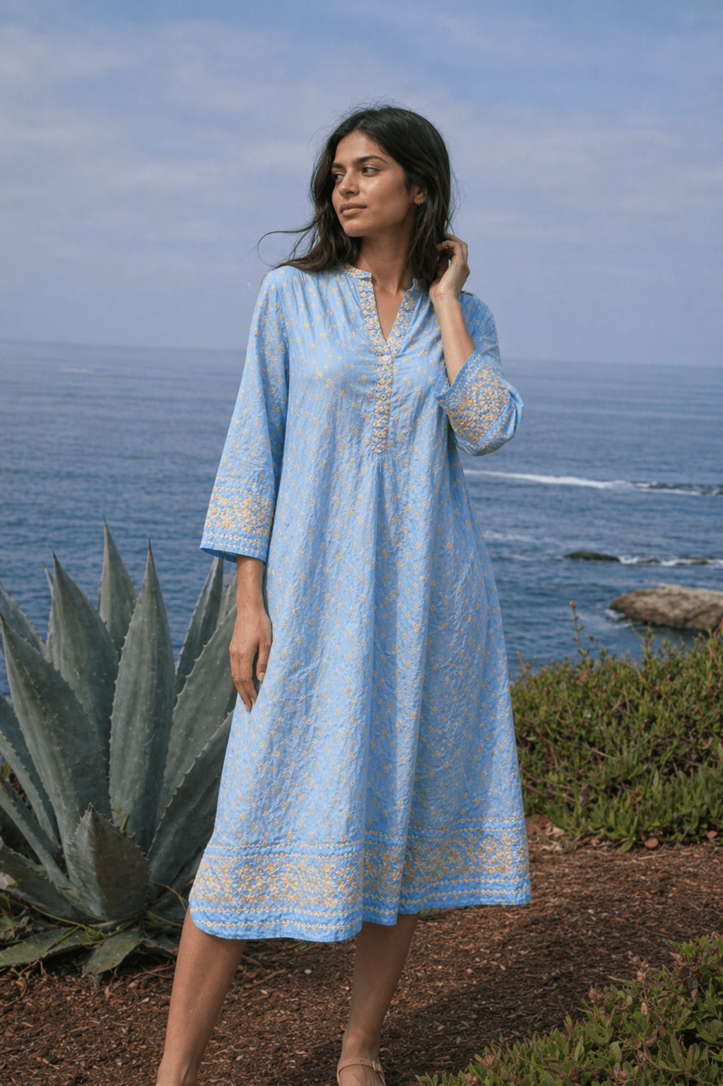 Silk Shirt Dress Blue - Joshi