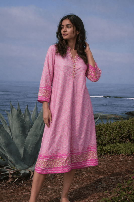 Silk Shirt Dress Pink - Joshi