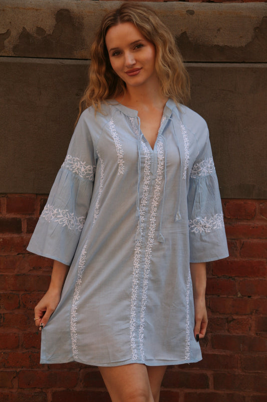 Tie Short Dress Blue - Joshi