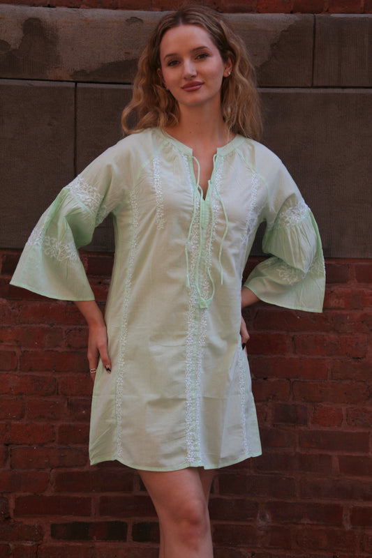 Tie Short Dress Green - Joshi