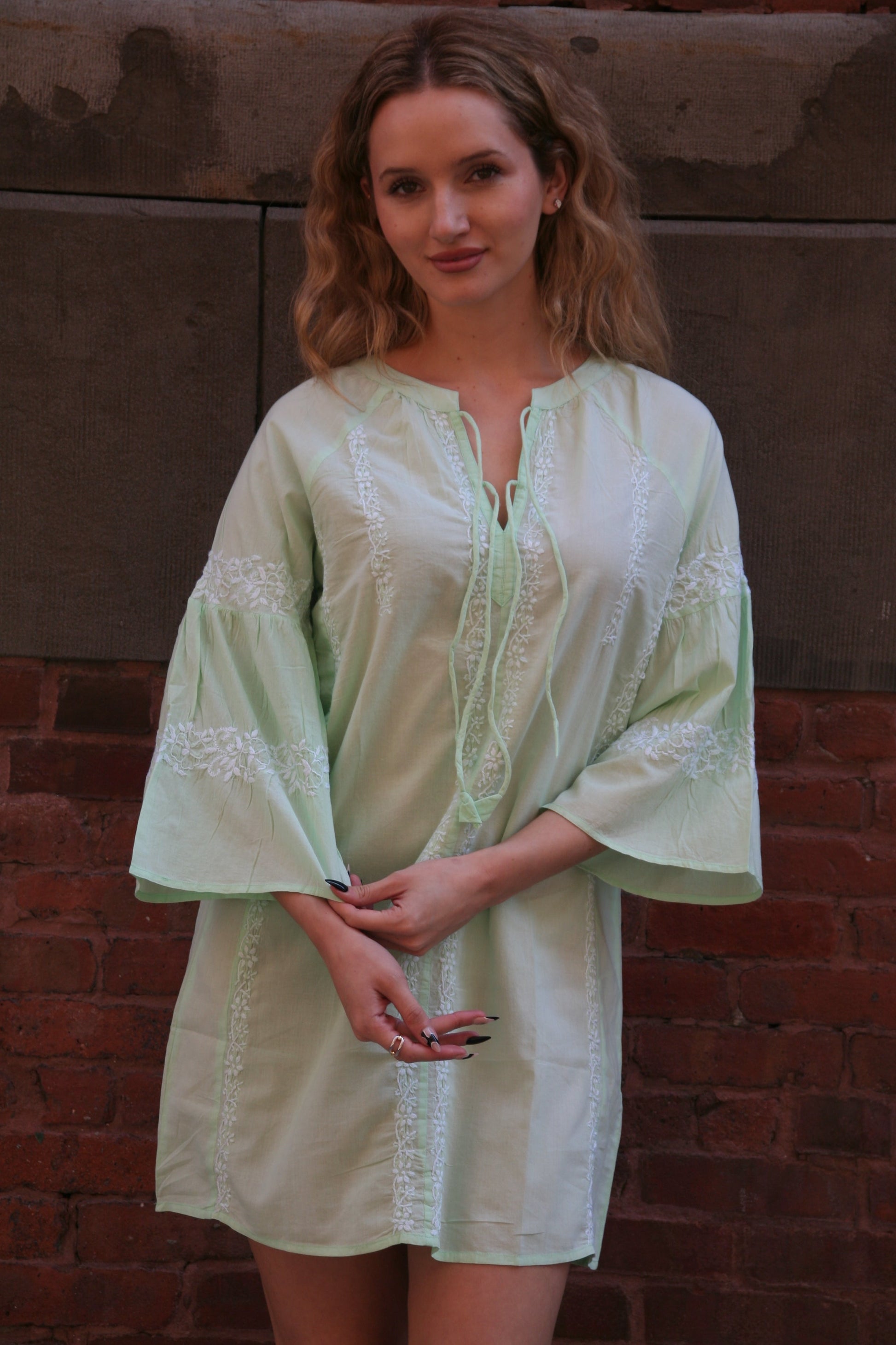Tie Short Dress Green - Joshi