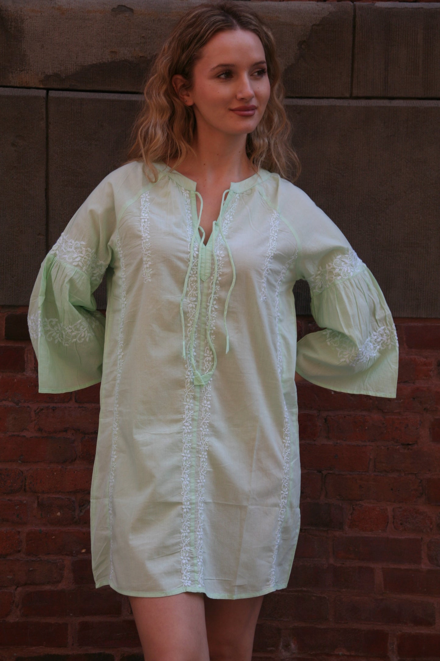 Tie Short Dress Green - Joshi