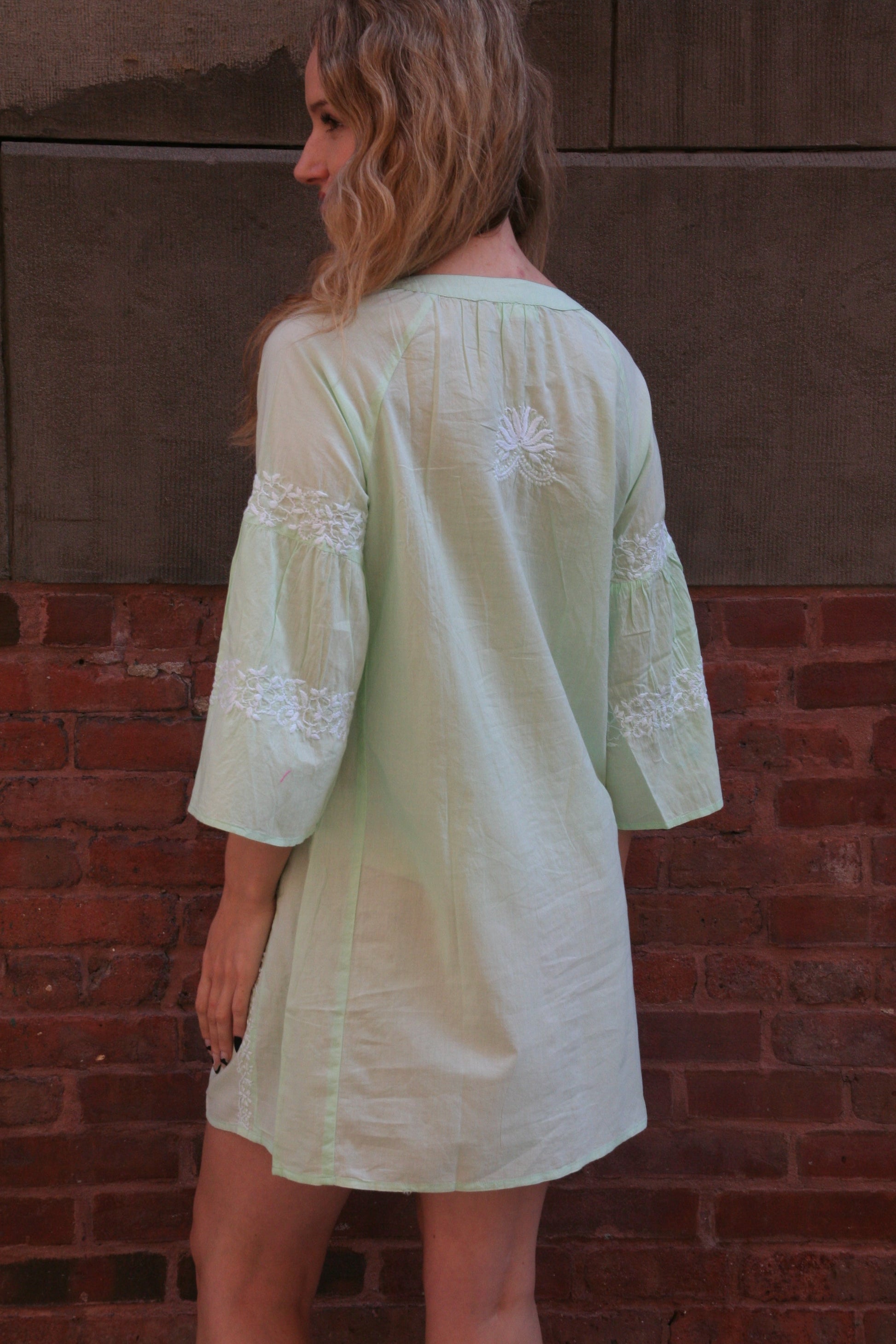 Tie Short Dress Green - Joshi