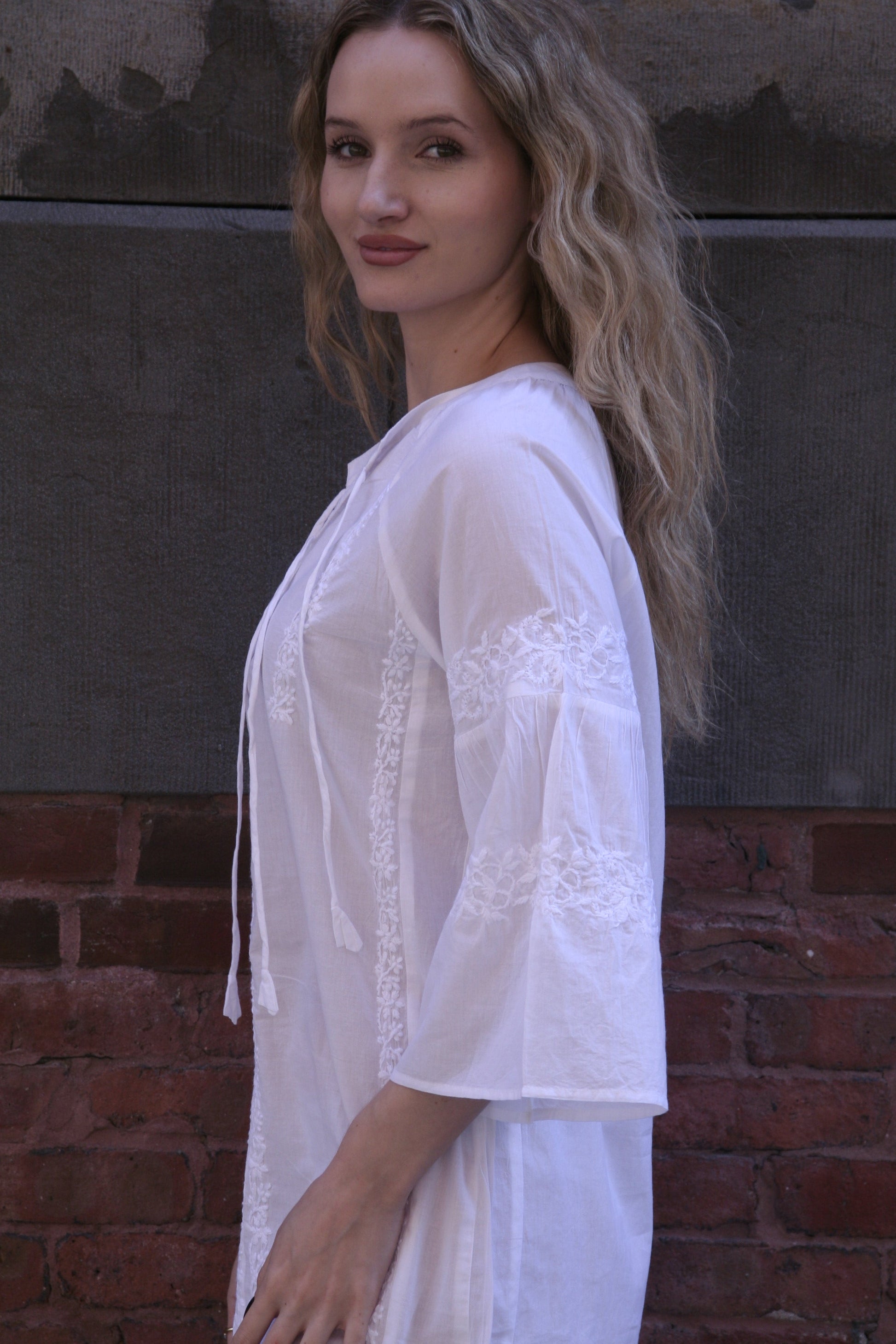 Tie Short Dress White - Joshi