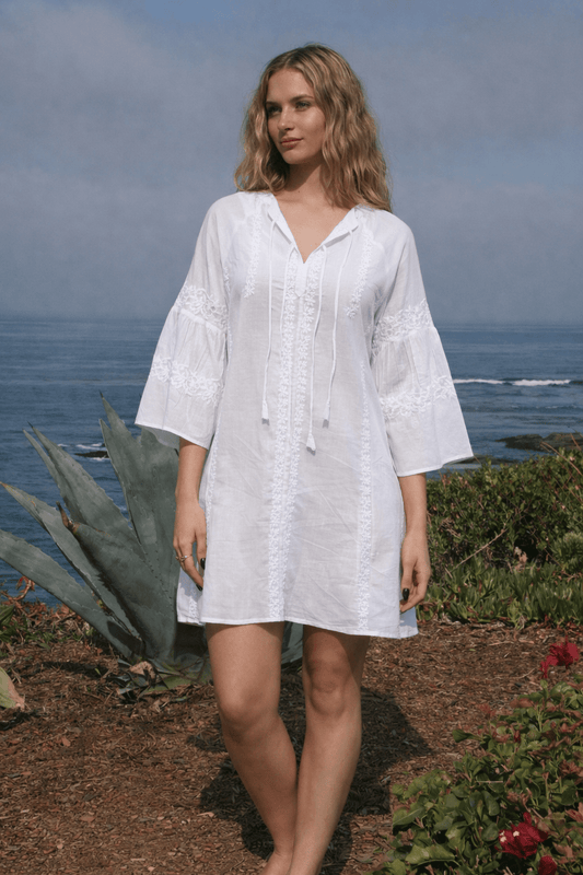Tie Short Dress White - Joshi